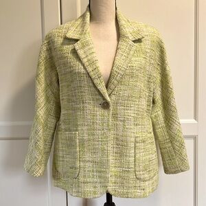 NWOT Talbots Collection Tweed Blazer in Light Green, Tan & Off White